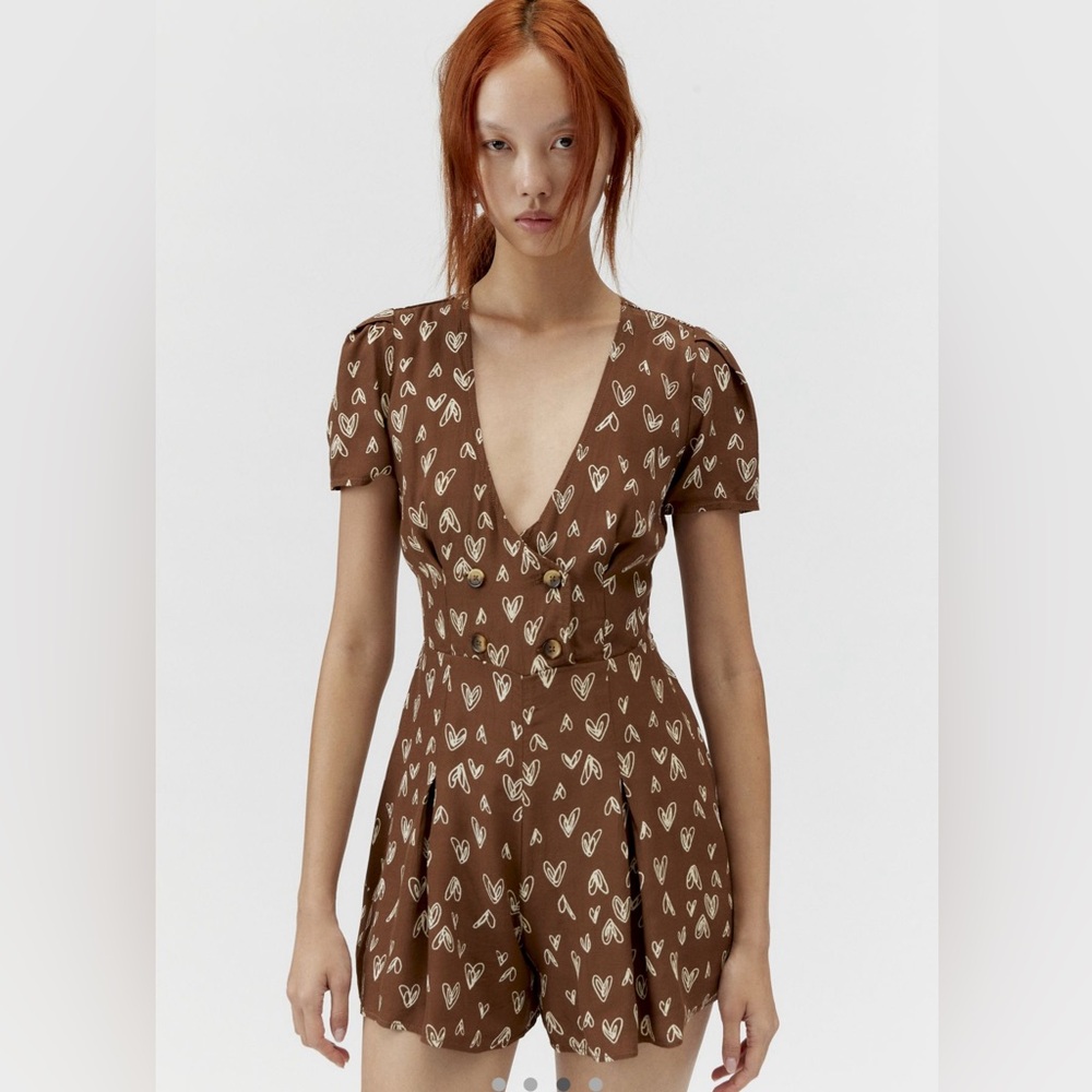 UO Printed Short Sleeve Romper
